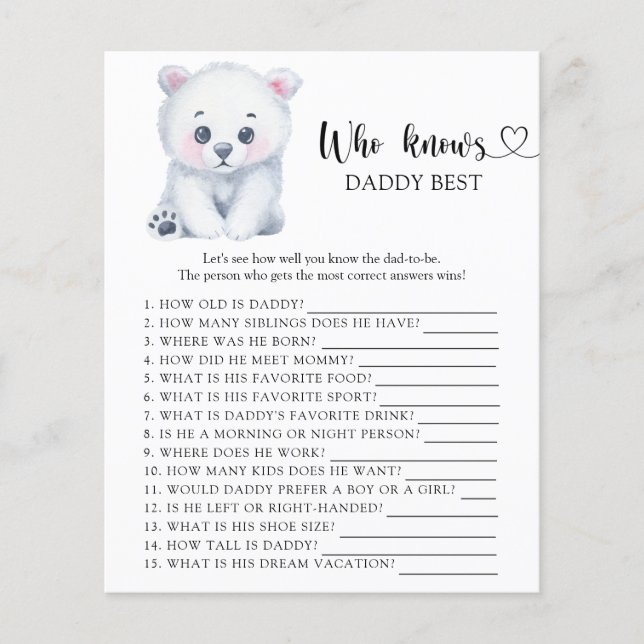 Lámina Oso polar de invierno - Quién conoce mejor a papá (Anverso)