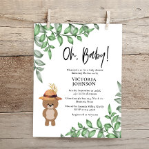 Oso presupuestal en la invitación Baby Shower de l