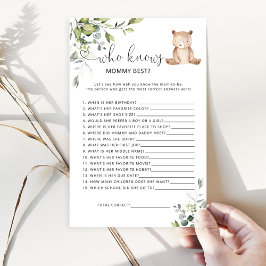 Lámina Oso Quién conoce a mamá mejor juego de ducha bebé