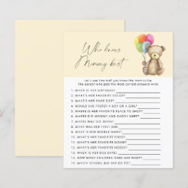 Lámina Oso - Quién conoce mejor a mamá juego