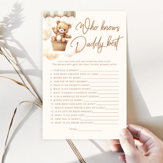 Lámina Oso Teddy Quién conoce a papá mejor juego de ducha (Subido por el creador)