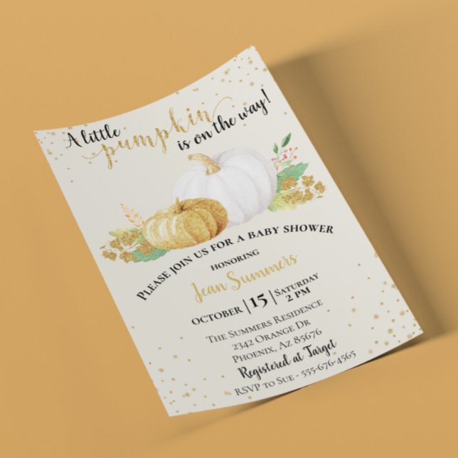 Lámina Otoño otoño de calabaza blanca Purpurina de oro de (Subido por el creador)