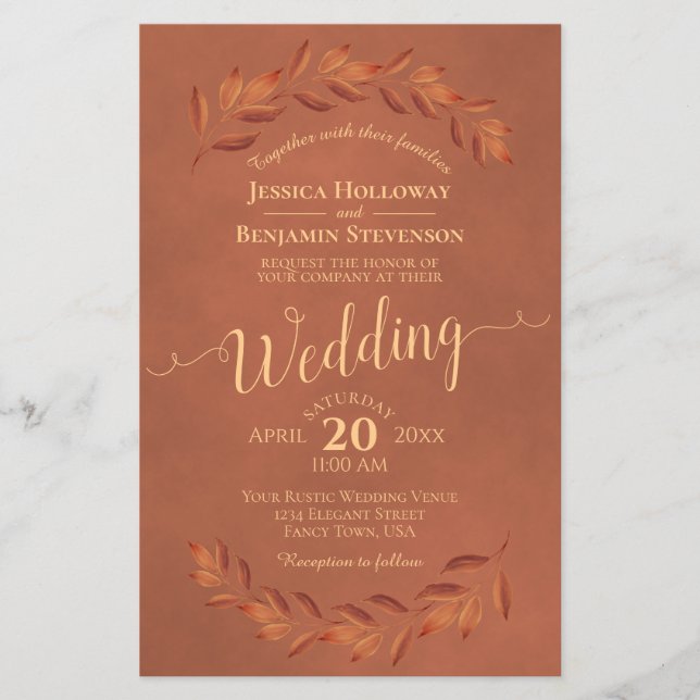 Lámina Otoño Sale Invitación a la Boda de Terracota (Anverso)