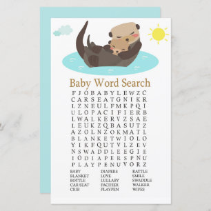 Lámina Otter Baby Shower Word Search Game