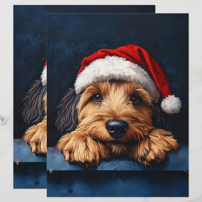 Lámina Otterhound In A Santa Hat Scrapbook Paper (Anverso / Reverso)