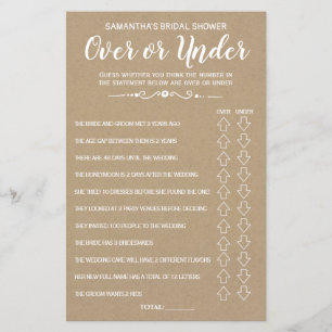 Lámina Ove o Under Bridal Ducha juego español-inglés
