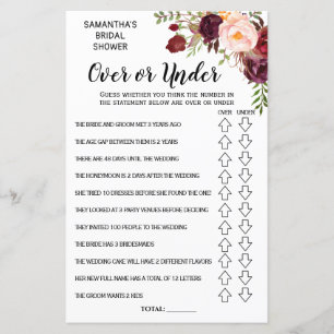 Lámina Ove o Under Bridal Ducha juego español-inglés