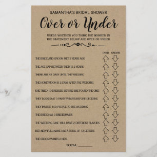 Lámina Ove o Under Bridal Ducha juego español-inglés