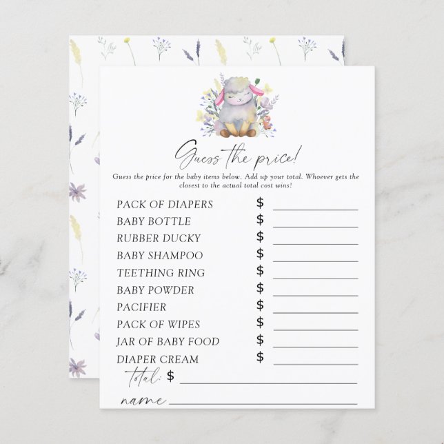 Lámina Oveja - Adivinen el juego del precio (Anverso / Reverso)