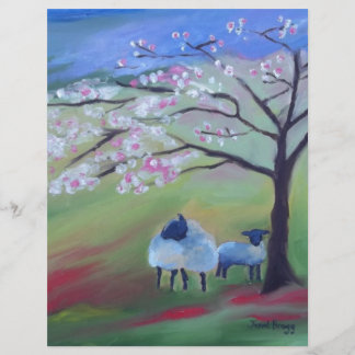 Lámina Oveja y Árbol de cerezas