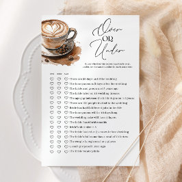Lámina Over or Under Coffee Bridal Shower Game