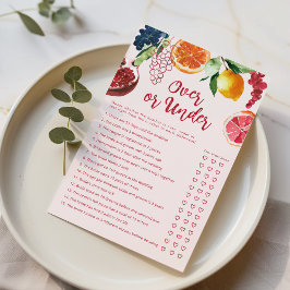 Lámina Over or Under Off the Market Bridal Shower game