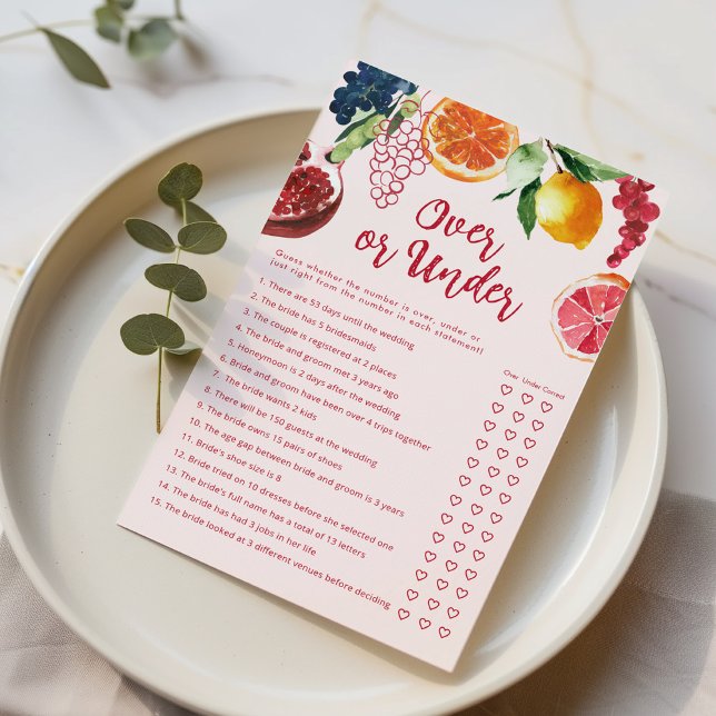 Lámina Over or Under Off the Market Bridal Shower game (Subido por el creador)