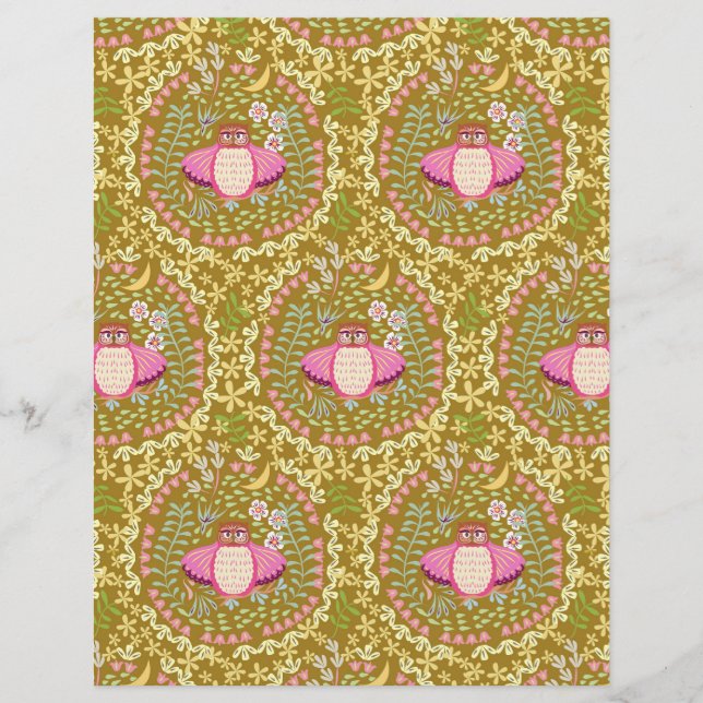 Lámina Owl Folk Mustard (Anverso)