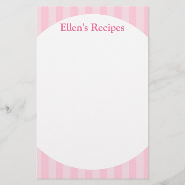 Lámina Pad de notas de receta de rayas rosadas (Anverso)