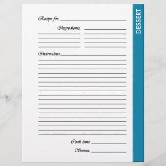 Lámina Pág. de recetas de 2 caras de Blue DESSERT