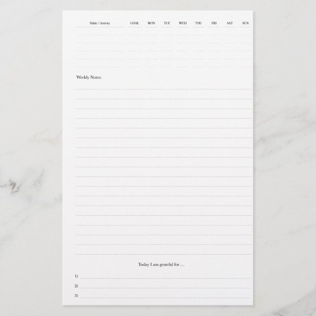 Lámina Pagew de planificación semanal (Anverso)