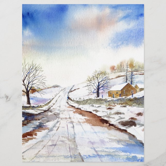 Lámina Paintaje paisajístico de color acuático de Wintery (Anverso)