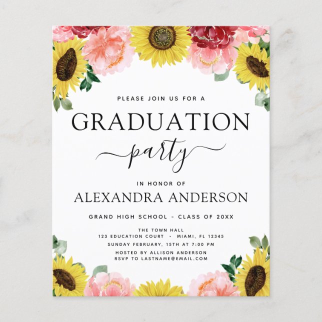 Lámina País con foto de girasol graduado del presupuesto  (Anverso)