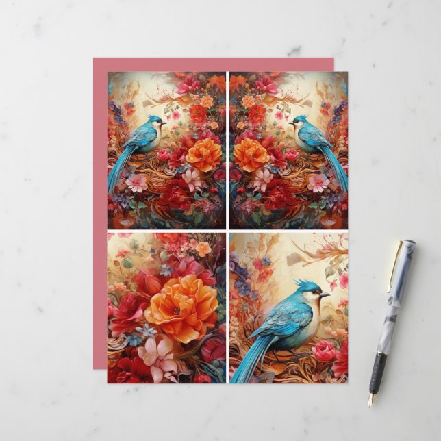 Lámina Pájaro Azul 1c rosa (Anverso/Reverso In Situ)