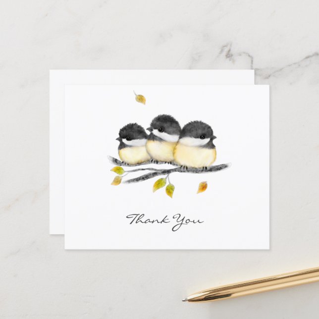 Lámina Pájaro pequeño 3 pollos en rama de árbol (Anverso/Reverso In Situ)