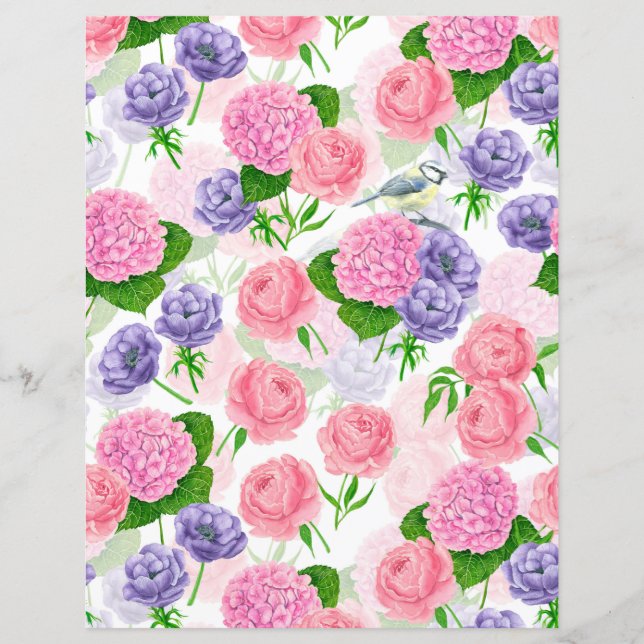 Lámina Pájaro y flores (Anverso)