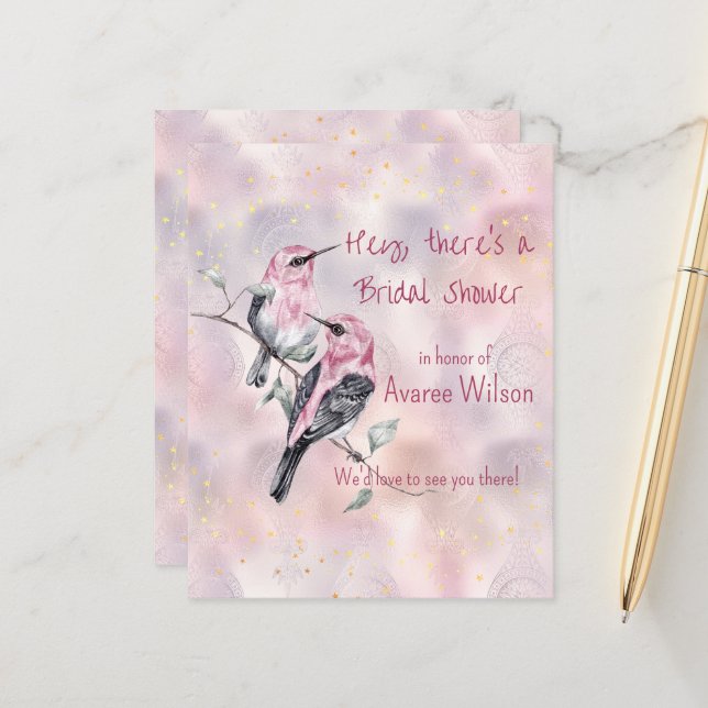 Lámina Pájaros negros rosados Ducha de novias (Anverso/Reverso In Situ)