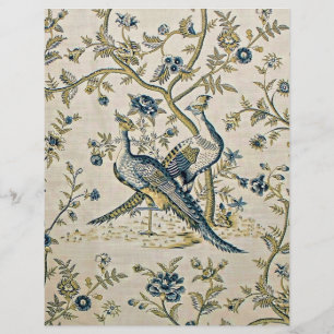 Lámina Pájaros vintage azules y dorados
