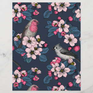 Lámina Pájaros y Flores