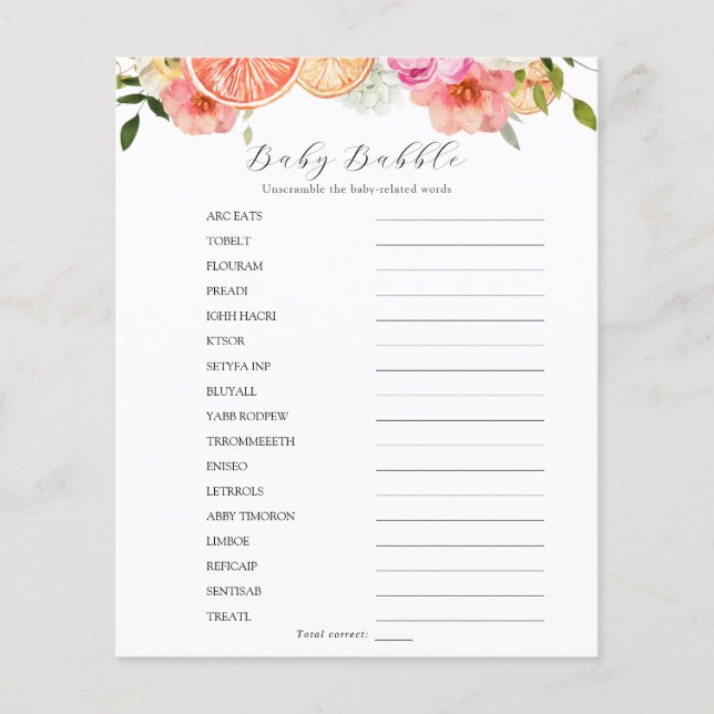 Lámina Palabra Babble Baby Scramble (Anverso)