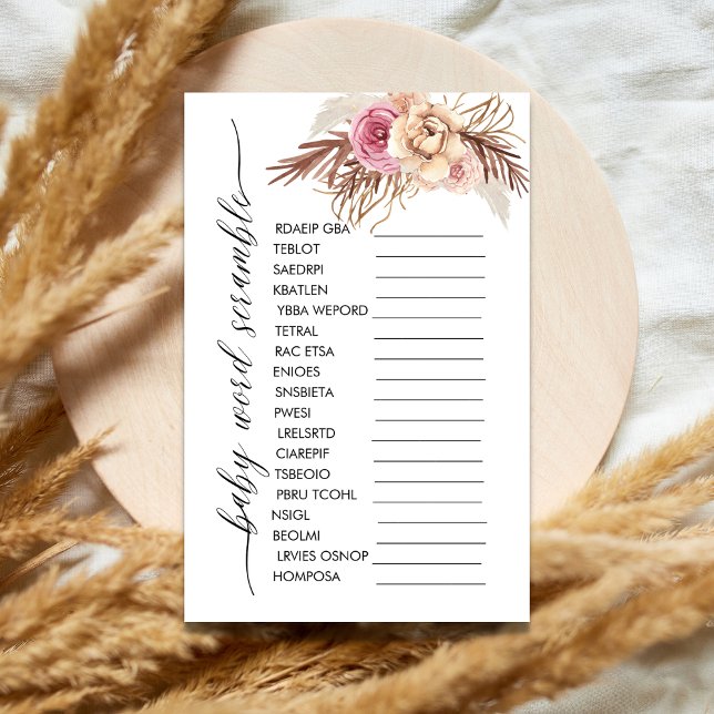 Lámina Palabra de bebé Scramble Boho Dusty Rosa Floral (Subido por el creador)