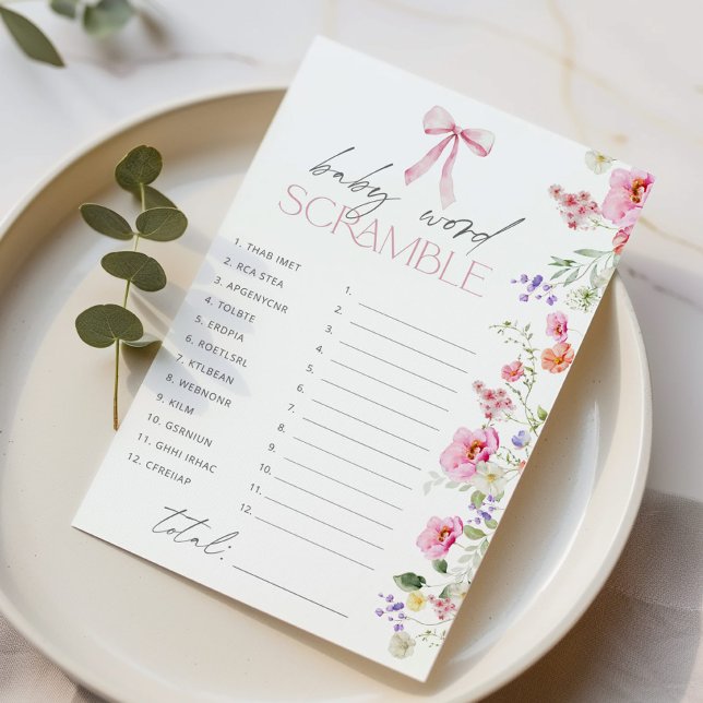 Lámina Palabra de bebé Scramble Bow Floral juego de ducha (Subido por el creador)