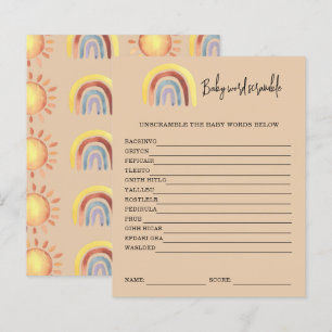 Lámina Palabra del bebé arcoiris del Boho   Juego Baby Sh