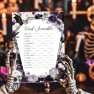 Lámina Palabra gótica morada floral juego escramble