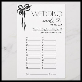 Lámina Palabras bodas del juego A-Z Black Bow Shower