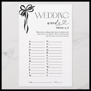 Lámina Palabras bodas del juego A-Z Black Bow Shower
