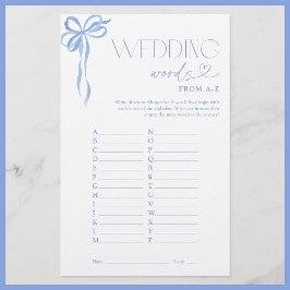 Lámina Palabras bodas del juego A-Z Blue Bow Bridal Showe