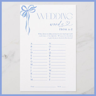 Lámina Palabras bodas del juego A-Z Blue Bow Bridal Showe