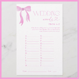 Lámina Palabras bodas del juego A-Z Pink Bow Bridal Showe