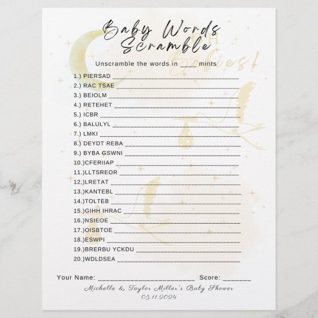 Lámina Palabras de canto para bebé, ¡Oh bebé! Cigüeñas ge (Anverso)