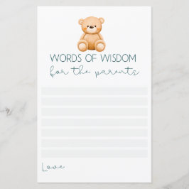 Lámina Palabras de sabiduría | Teddy Bear Baby Boy Shower