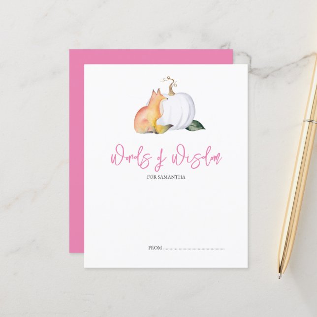 Lámina Palabras de Wisdom Advice Fall Pumpkin Fox (Anverso/Reverso In Situ)