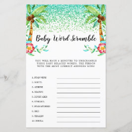 Lámina Palabras Purpurina de color de agua luau tropical