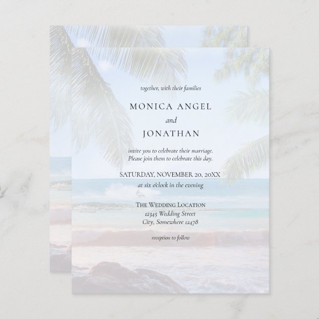 Lámina Palm de playa tropical con presupuesto frente a 2  (Anverso / Reverso)