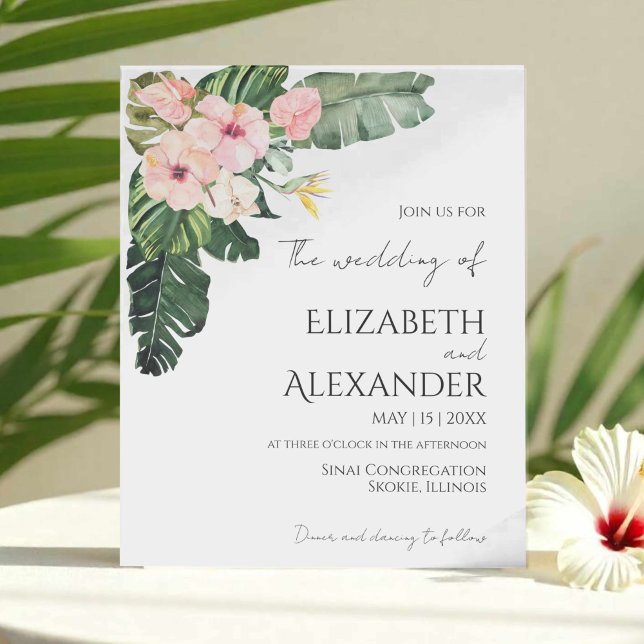 Lámina Palm Leaves Hibiscus Boda de Verdor Tropical (Subido por el creador)