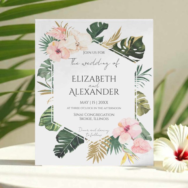 Lámina Palm Leaves Hibiscus Boda de Verdor Tropical (Subido por el creador)