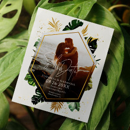 Lámina Palm Trees Tropicales Foto Gilded Save La Fecha