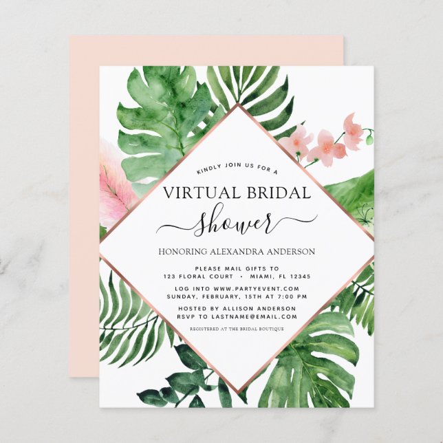 Lámina Palm Tropical de Ducha de Novias Virtual Presupues (Anverso / Reverso)