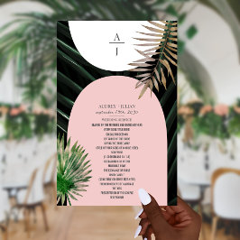 Lámina Palmas tropicales Rubor Arco rosa Boda Monograma