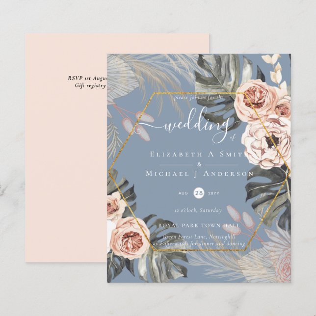 Lámina PAMPAS DE PASTO TROPICAL Presupuesto de Boda de Ba (Anverso / Reverso)